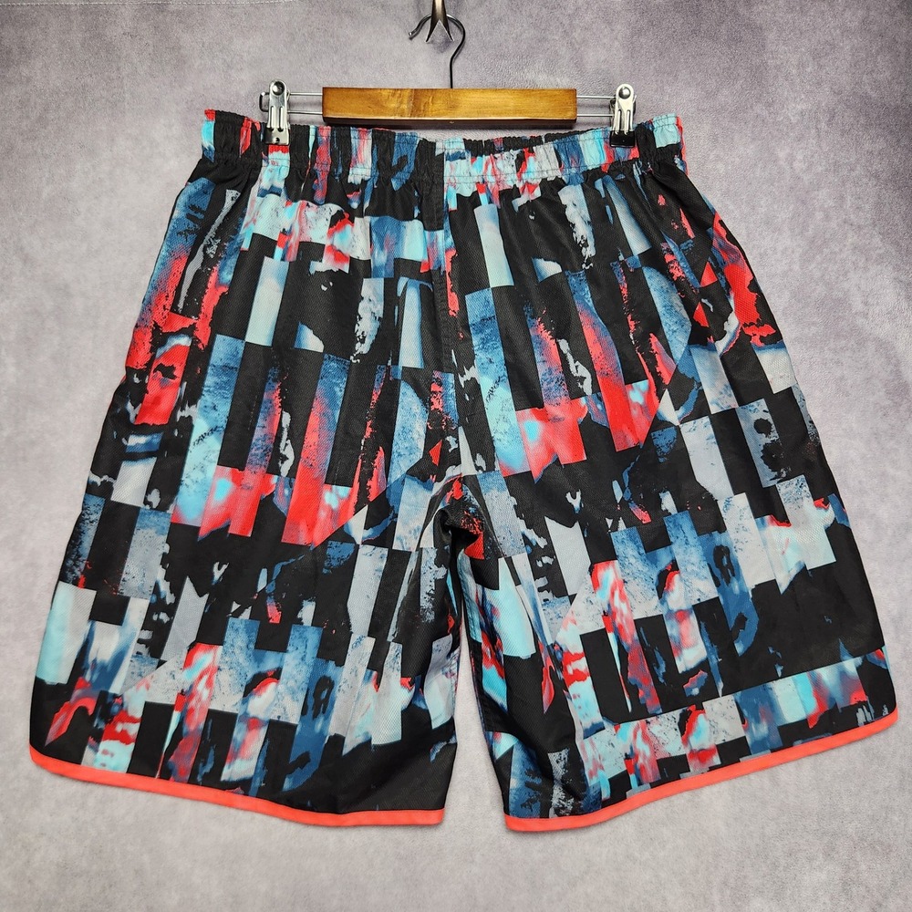 Nike Mens XL Abstract Geometric Print Swim Trunks Blue Red NESS7416